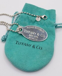 【N239】 TIFFANY&Co. ティファニー T＆Co 925 ネックレス アクセサリー オーバルタグ リターントゥティファニー 約25g 袋付き 