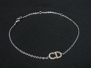 1円 ■美品■ ChristianDior クリスチャンディオール ラインストーン ブレスレット アクセサリー レディース シルバー系 FD2326