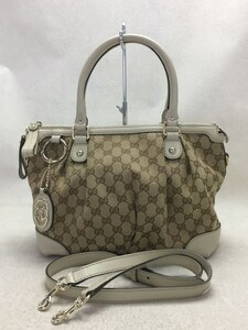 GUCCI◆ショルダーバッグ/GGキャンバス/総柄/2WAYショルダー/カーフスキン/レザー汚れ角スレ