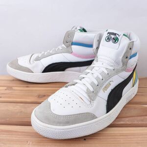 z5868 プーマ ラルフ サンプソン ミッド US7.5 25.5cm/白 ホワイト マルチカラー PUMA RALPH SAMPSON MID メンズ スニーカー 中古