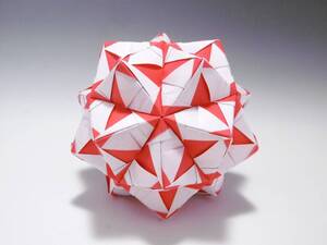 くす玉　30枚組　折り紙　ユニット　O-7　赤色　kusudama　origami　ハンドメイド