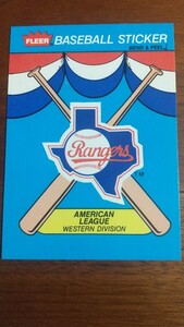 FLEER ステッカーカード 1989年 テキサスレンジャーズ