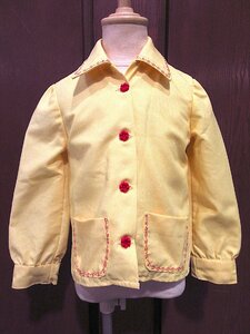 ビンテージ70’s●キッズハート刺繍入りジャケット黄●231108c5-k-jk 1970s子供服古着長袖シャツトップス