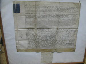 イギリス英語の古文体　英国１８世紀の古文書　１７８９年　額入り