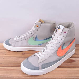 z5030 ナイキ ブレーザー ミッド 77 US9.5 27.5cm/グレー オレンジ 白 NIKE Blazer Mid 77 ブレザー メンズ スニーカー 中古