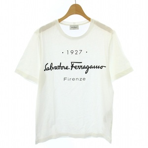 サルヴァトーレフェラガモ Salvatore Ferragamo Tシャツ カットソー ロゴプリント 半袖 クルーネック イタリア製 S 白 0746-001