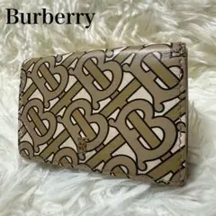 BURBERRY モノグラム 三つ折り財布 TB柄 コンパクト レザー