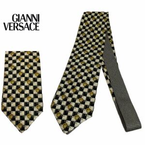 VERSACE VINTAGE 90s GIANNI VERSACE ジャンニ ヴェルサーチヴィンテージ MADE IN ITALY メデューサ チェック柄 シルクネクタイ アーカイブ