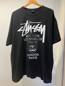 美品 stussy × DOVER STREET MARKET コラボ プリント Tシャツ XL / ステューシー ドーバーストリートマーケット Tee DSM Tour ブラック 黒