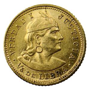 ペルー インディアン座像 金貨 1906年 1.45g 22金 イエローゴールド コレクション アンティークコイン Gold
