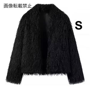 black vintage ヴィンテージ レトロ ファー コート アウター Sサイズ レディース ★ZARA 好きな方に★2024 A/W 冬新作 新品未使用★