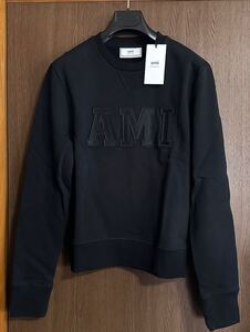 黒XS新品 AMI Parisブランドロゴ パッチ スウェット シャツ 長袖 トレーナー ブラック アミ パリス レディース ami alexandre mattiussi