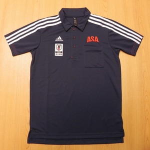 ☆未使用品☆JFA☆サッカー 日本代表☆adidas☆アディダス☆ASA☆朝日新聞☆半袖 ポロシャツ☆サイズS☆紺色 ネイビー★a