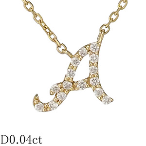 スタージュエリー ダイヤモンド/0.04ct イニシャル A デザイン ネックレス K18YG