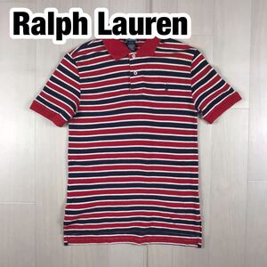 Ralph Lauren ラルフローレン 半袖 ポロシャツ キッズサイズ M(10/12) ネイビー レッド ボーダー柄 刺繍ポニー