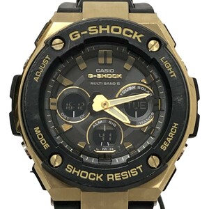 □□ CASIO カシオ G-SHOCK G-STEEL 電波ソーラー 腕時計 本体のみ GST-W300G ブラック x ゴールド やや傷や汚れあり