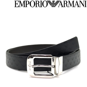 EMPORIO ARMANI エンポリオ アルマーニ ベルト イーグルロゴ モノグラムプリント リバーシブル ブラック Y4S070-YKL2E-88443