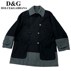 D&G DOLCE&GABBANA ドルチェ&ガッバーナ ドルガバ コート イタリア製 大きいサイズ メンズ 黒 ねずみ色