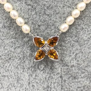 MIKIMOTO ミキモト ペルリータ パールネックレス WGK18刻印 16.9g パール幅4.3mm 箱・付属品付き【CLAS3019】