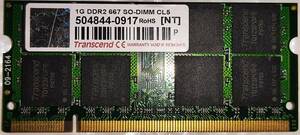 Transcend ノートPC用 PC2-5300(DDR2-667) 1GB 200pin SO-DIMM TS128MSQ64V6J