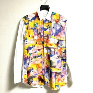 【COMME des GARCONS SHIRT】20AW / FUTURA / フューチュラパッチワーク / 長袖シャツ / L / コットン / WHT / 総柄 / W28035