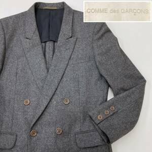 80s 白タグ COMME des GARCONS ダブル テーラードジャケット グレー コムデギャルソン ブレザー ブルゾン VINTAGE archive 3110120