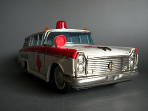 当時物 ★★A.T.C 旭玩具 AMBULANCE 大 27㎝ 日産 セドリック 作動良好 フリクション !! 旧車 CEDRIC 救急車 ブリキ 日本製 アサヒ玩具