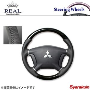 REAL レアル ステアリング MITSUBISHI/ミツビシ パジェロ V8#W/V9#W オリジナルシリーズ ガングリップ ブラックウッド ブラックステッチ