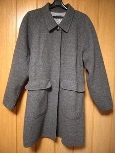 中古 ツートン グレー シンプル ロングコート 高品質　毛 ウール 80% フリーサイズ