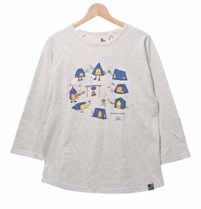 新品 go slow caravan ゴースローキャラバン 391902 鹿の子８分袖 プリント Tシャツ オートミール M 3 テント キャンプ バーベキュー