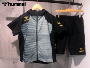 美品 hummel ヒュンメル ストレッチ クロス ジャージ 半袖 x ハーフパンツ セットアップ M/半袖 パーカージャケットxショーツ 上下セット