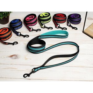 ★SALE！2000円スタート★【Mサイズ】 PHF 反射 メッシュ クッション ダブルハンドル リード ライム グリーン 犬 ドッグリード Dog Leash