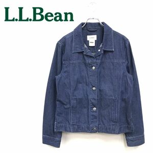 1N2284-R-N◆L.L.Bean エルエルビーン デニムジャケット◆サイズM レディース 婦人 ライトアウター 薄手 綿100% コットン ネイビー 秋冬