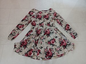 【MERCURYDUO マーキュリーデュオ】長袖ワンピース 花柄 size M(～L) 