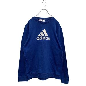 adidas プリント スウェット トレーナー XL 160～ キッズ ブルー アディダス 裏起毛 ビッグロゴ 古着卸 アメリカ仕入 a603-5502