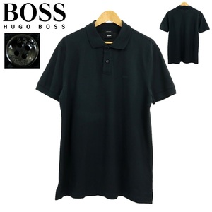 【B3061】【極美品】【ビッグサイズXL】HUGO BOSS ヒューゴボス ポロシャツ ワンポイントロゴ ブラック