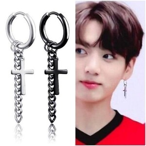 ピアス メンズ シルバー 片耳用 1個 防弾少年団 BTS jimin フープピアス ピアス 金属アレルギー ステンレス レディース 揺れる ピアス