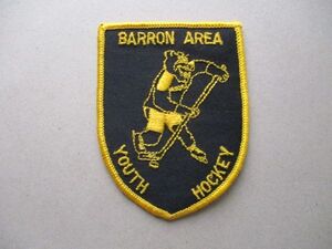 70s BARRON AREA YOUTH HOCKEYアイスホッケー ワッペン/GRIZZLIESビンテージ少年ホッケーチームNHLロゴPatchesホッケーLOGOアップリケV188