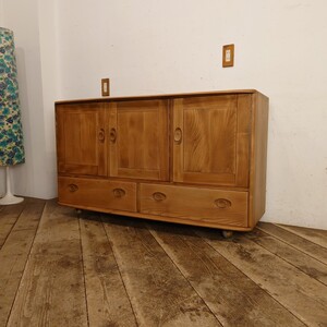 イギリス ビンテージ ERCOL アーコール Windsor sideboard ウィンザーサイドボード エルム W129.5cm CA374/モダンアンティーク ローボード 