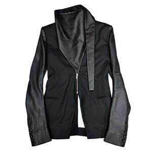 GARETH PUGH 【men3327I】 レザースカーフドッキングハイネックジップアップテーラードジャケット 切り替え ガレスピュー メンズ AR