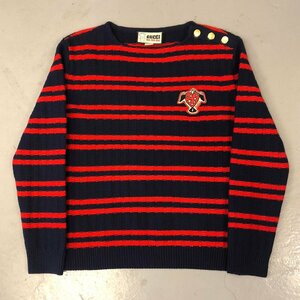 ☆GUCCI グッチ☆ HA HA HA ストライプ ウール セーター ブルー×レッド