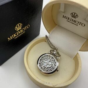 【不動】1円～　ミキモト　MIKIMOTO　パールペンダントウォッチ　SILVER 925刻印　懐中時計　ネックレス　本真珠　シルバー　現状品