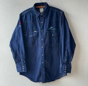 90s Carhartt デニム ウエスタン シャツ 16×33 カーハート 長袖 企業