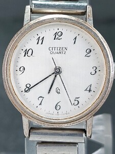 CITIZEN シチズン 4-102509 アナログ QUARTZ クォーツ 腕時計 3針 スモールサイズ ホワイト文字盤 蛇腹ベルト ステンレススチール