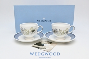 WEDGWOOD [ウェッジウッド] 英国製 ■ グレンミスト [GLEN MIST] カップ&ソーサー2客■大人の女性 栞 未使用 紙箱入り №9602■