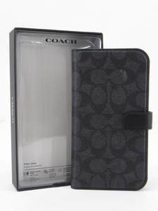 k70808-ap [送料650円]中古◇COACH コーチ iPhone14 Plus Folio Case 手帳型 アイフォンケース シグネチャー ブラック [171-241228]