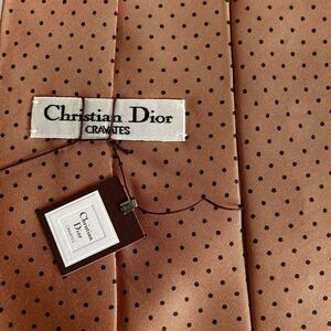 Christian Dior(クリスチャンディオール)ブラウン点々ワンポイントトロッター柄ネクタイ新品　未使用　タグ付き