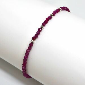 《K18WG 天然ルビーブレスレット》S 2.2g 約18.0cm ruby bracelet jewelry ジュエリー DD0/DH0