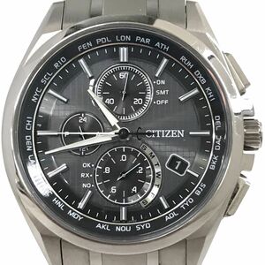 美品 CITIZEN シチズン ATTESA アテッサ Eco-Drive エコドライブ 腕時計 AT8040-57E 電波ソーラー クロノグラフ カレンダー チタン 動作OK