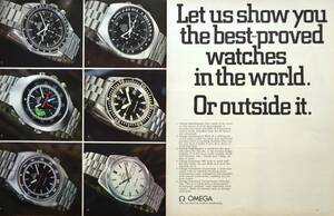 稀少・時計広告！1970年オメガ 時計広告/Omega Speedmaster Flightmaster Seamaster/Watch/Y